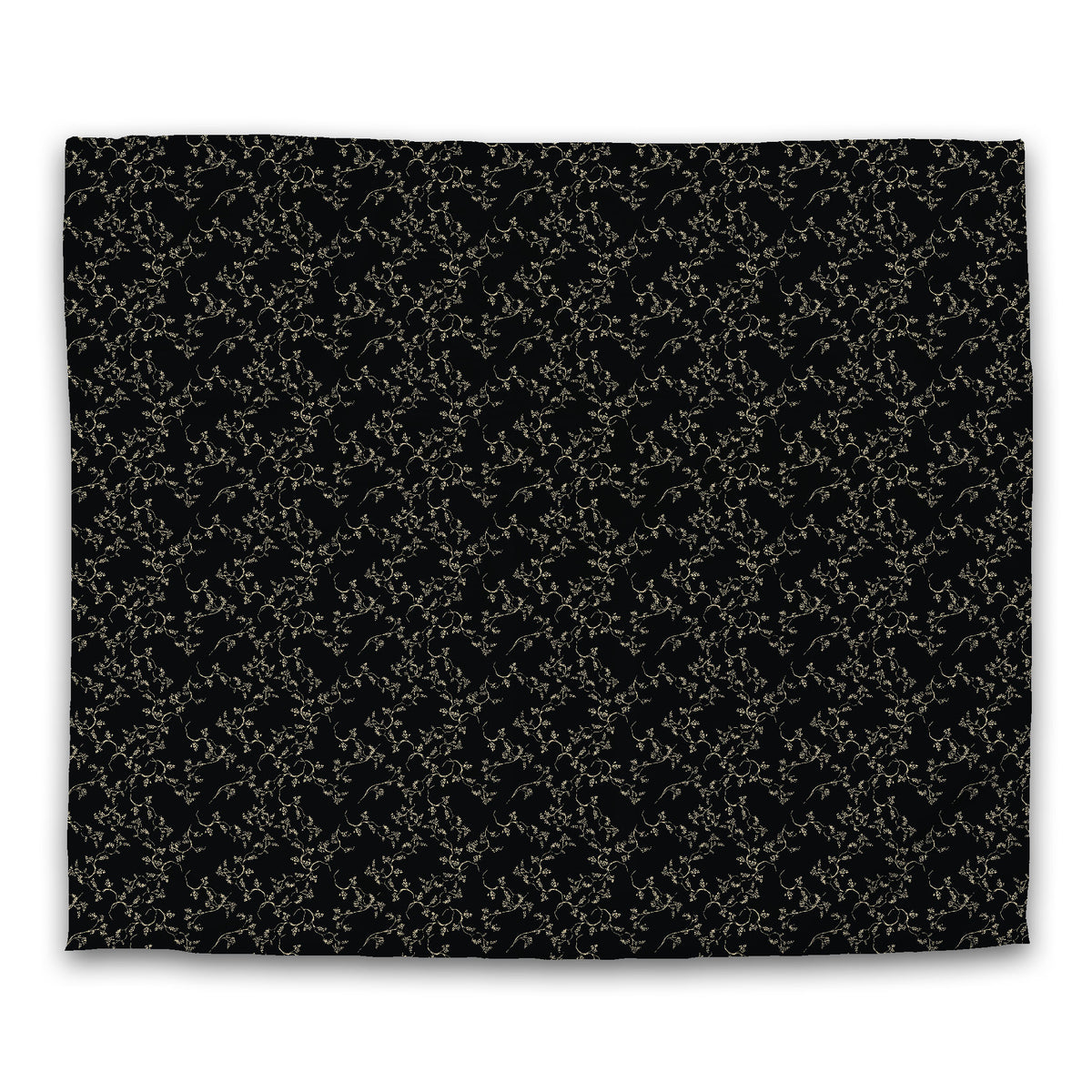 Black Cotton Sateen Duvet Cover with Tan Hand-painted Vine Print | King - 269 x 234 cm / 106 x 92 inches