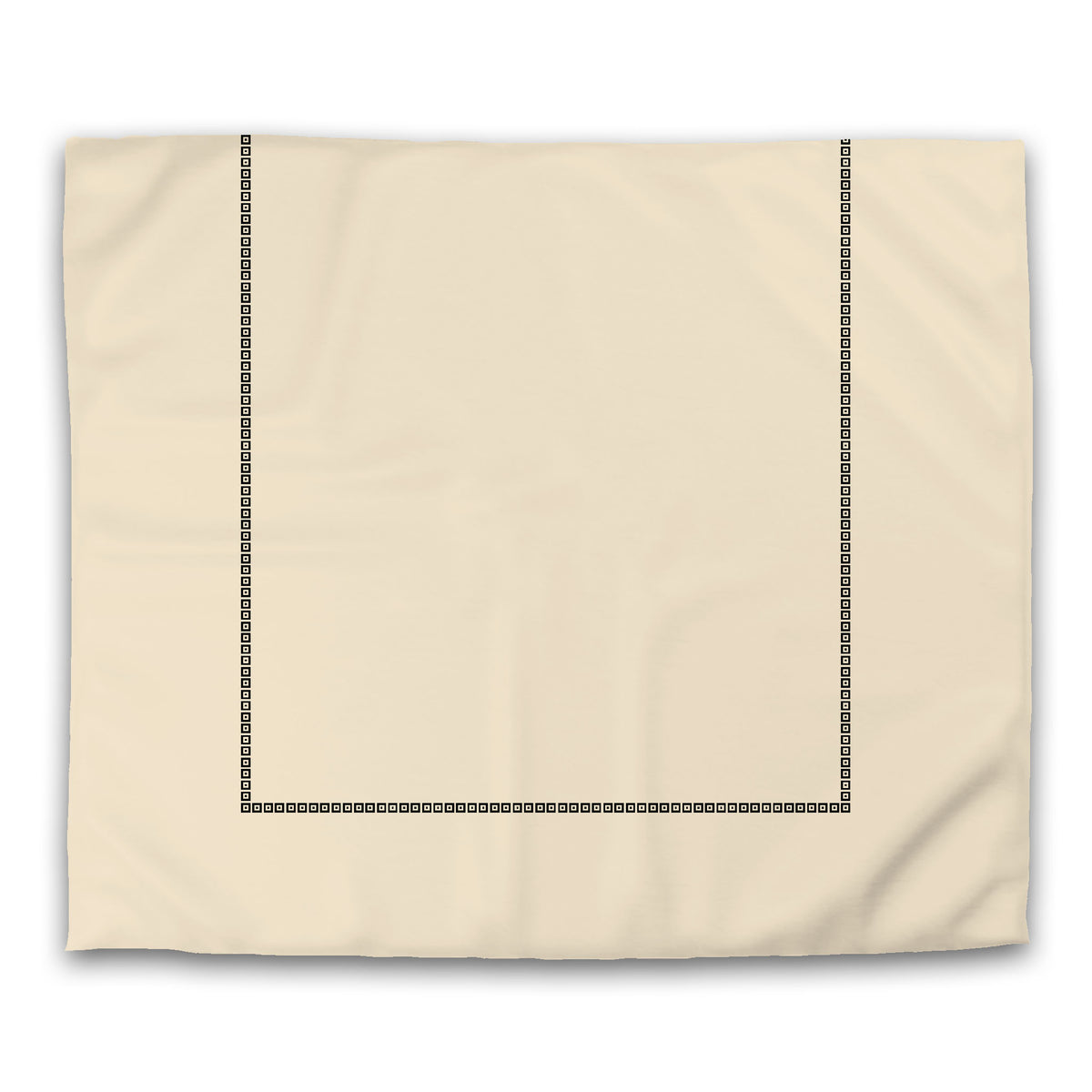 Beige Cotton Sateen Duvet Cover with Black Repeating Squares Frieze Print | King - 269 x 234 cm / 106 x 92 inches