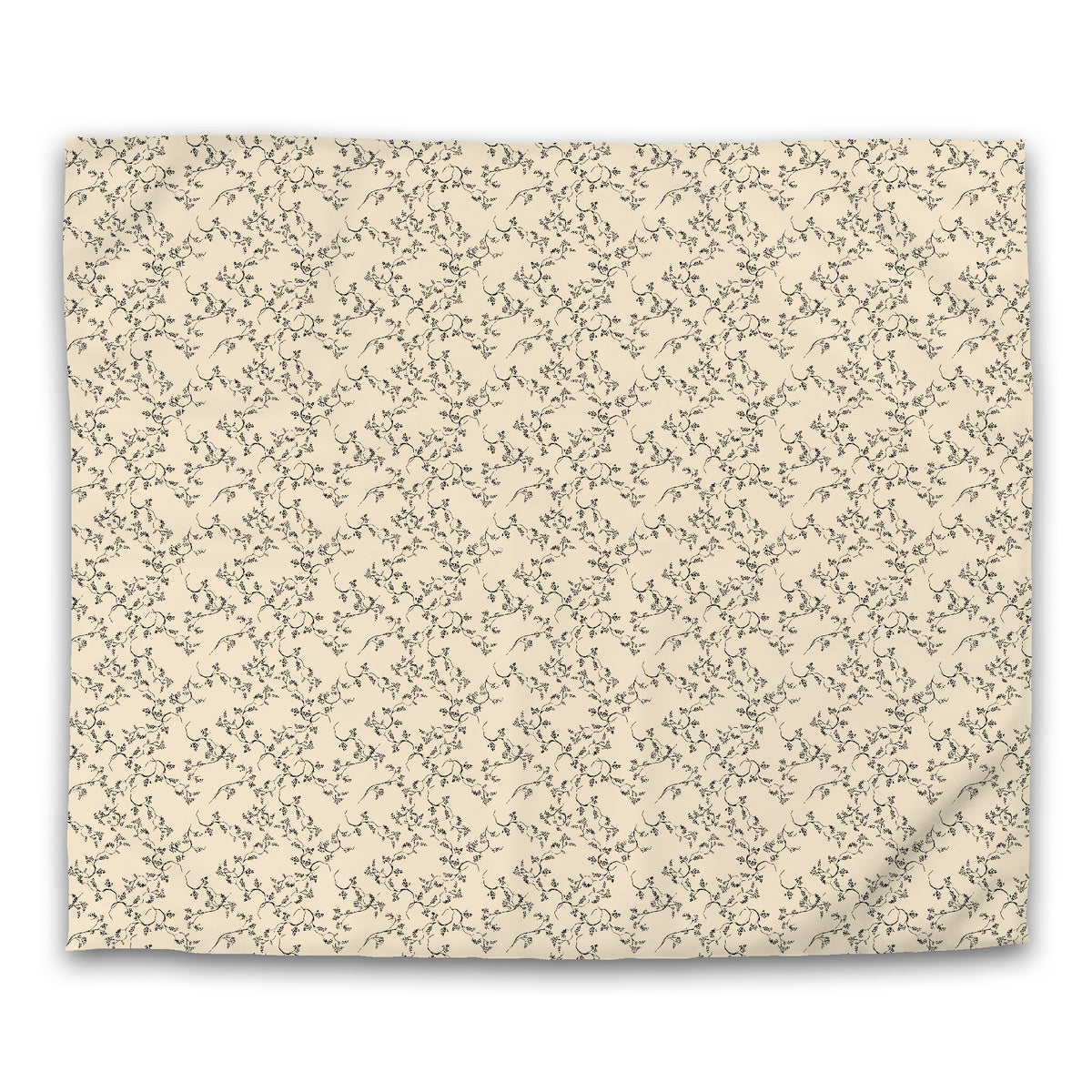 Beige Cotton Sateen Duvet Cover with Black Hand-painted Vine Print | King - 269 x 234 cm / 106 x 92 inches
