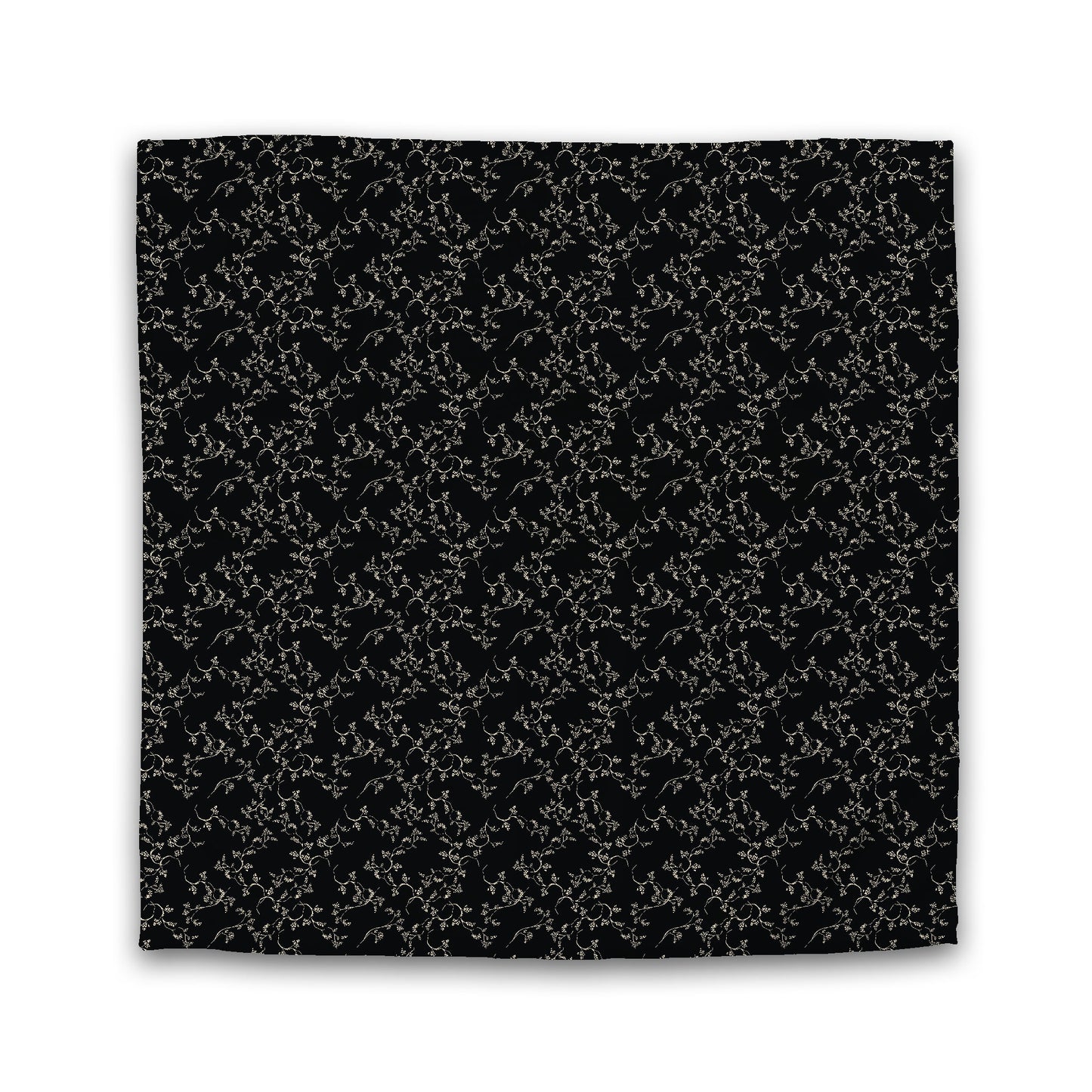 Black Cotton Sateen Duvet Cover, Beige Hand-painted Vine Print | CSDU-1015-182