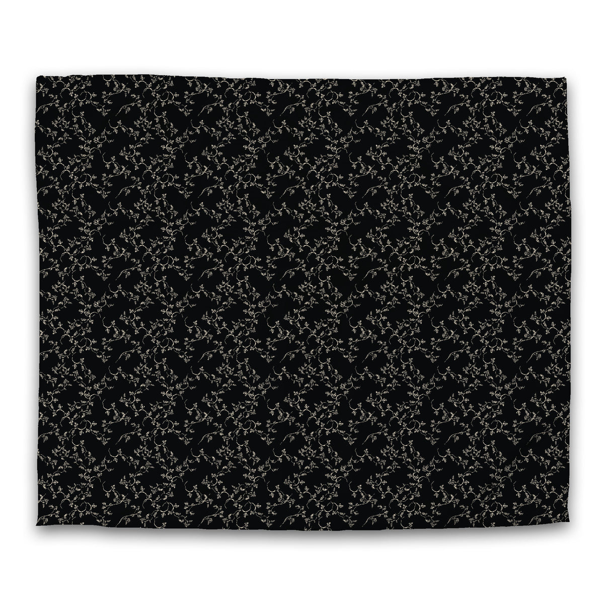 Black Cotton Sateen Duvet Cover with Beige Hand-painted Vine Print | King - 269 x 234 cm / 106 x 92 inches