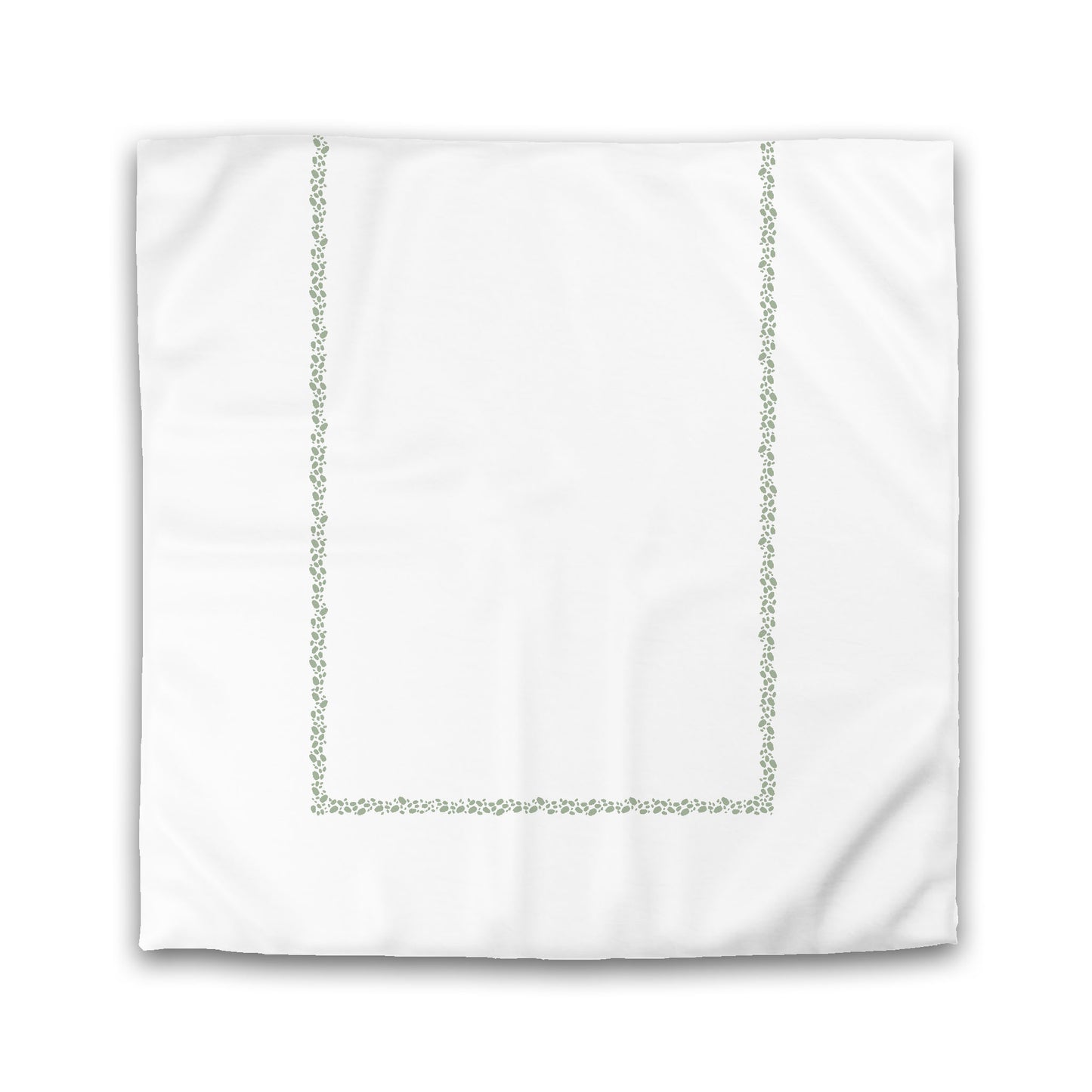 Off-white Cotton Sateen Duvet Cover, Green Hand-painted Dab Motif Print, Classic Border | CSDU-1052-091