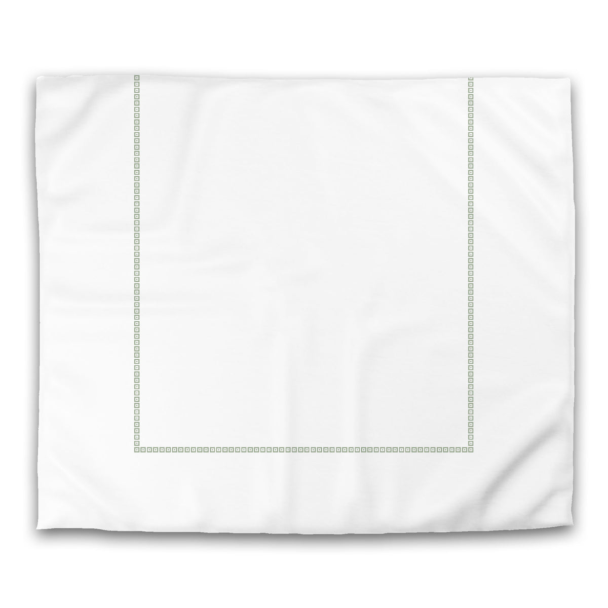 White Cotton Sateen Duvet Cover with Green Repeating Squares Frieze Print | King - 269 x 234 cm / 106 x 92 inches