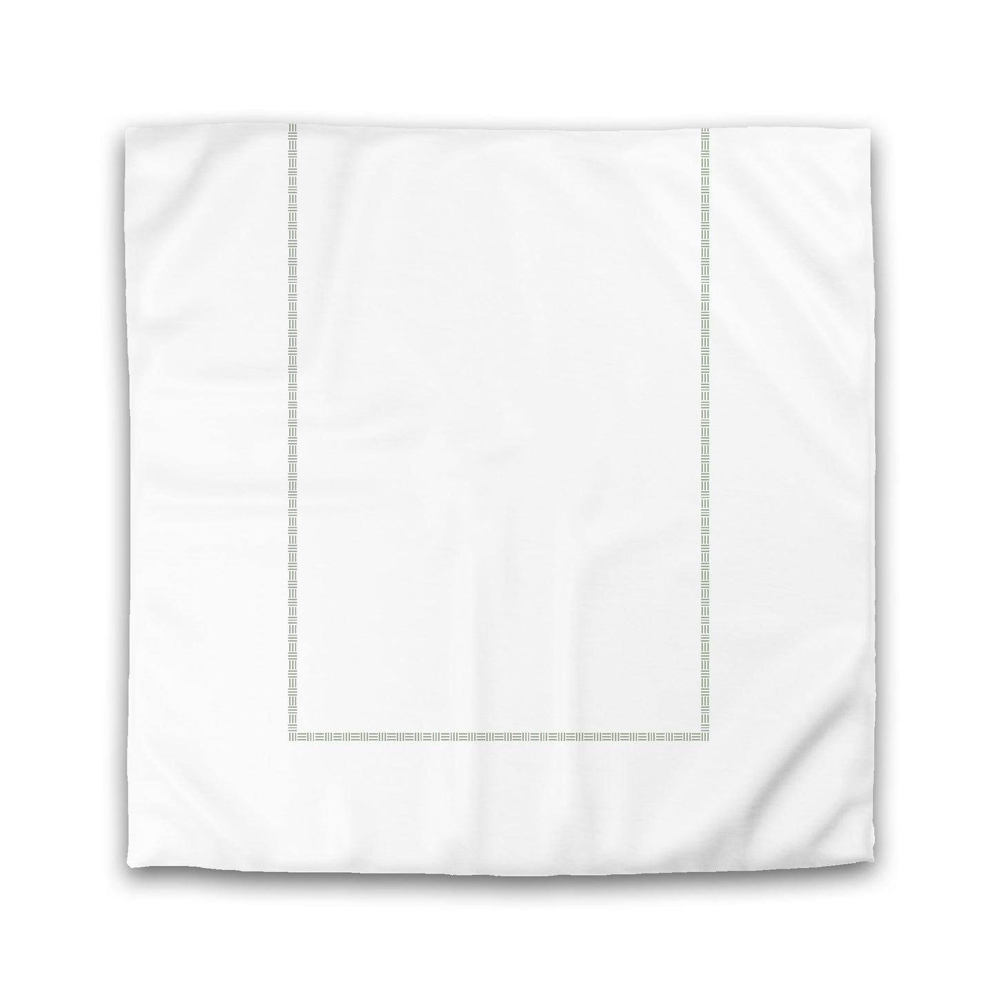 Off-white Cotton Sateen Duvet Cover, Green Single Weave Motif Print, Classic Border | CSDU-1052-141