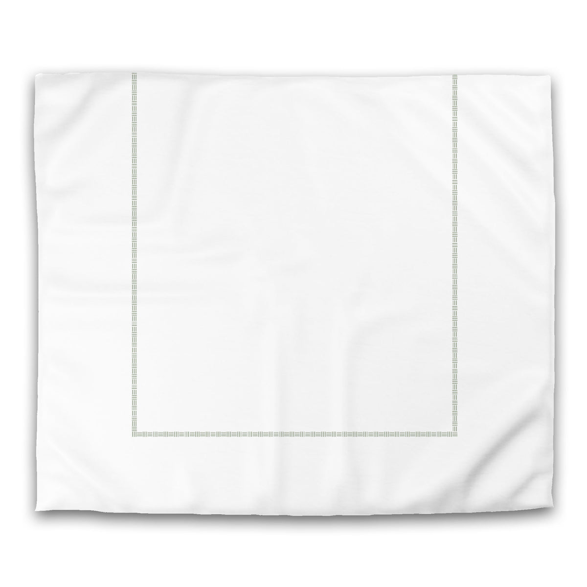 White Cotton Sateen Duvet Cover with Green Narrow Weave Frieze Print | King - 269 x 234 cm / 106 x 92 inches