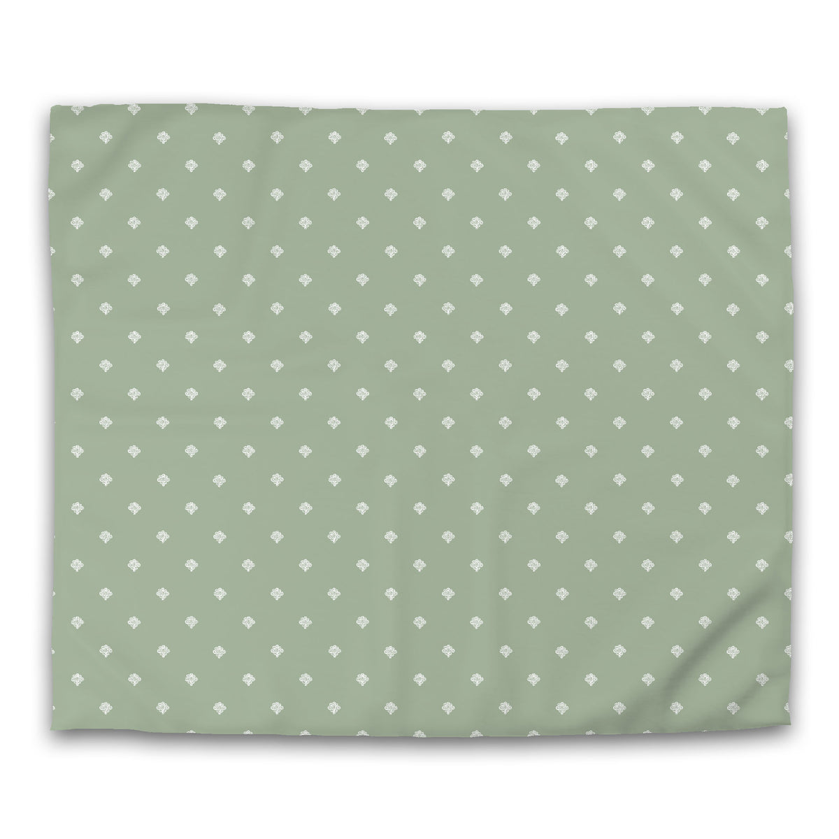 Green Cotton Sateen Duvet Cover with White Swirl Print | King - 269 x 234 cm / 106 x 92 inches