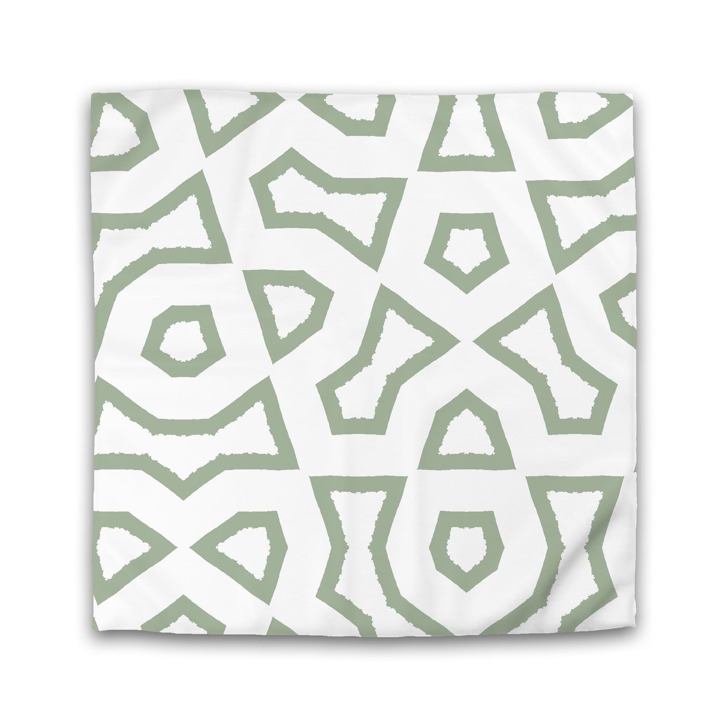Off-white Cotton Sateen Duvet Cover, Bold Green Graphic | CSDU-1052-391