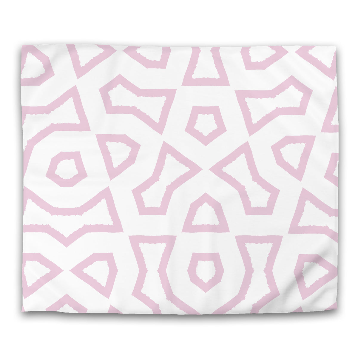 White Cotton Sateen Duvet Cover with Pink Labyrinth Print | King - 269 x 234 cm / 106 x 92 inches