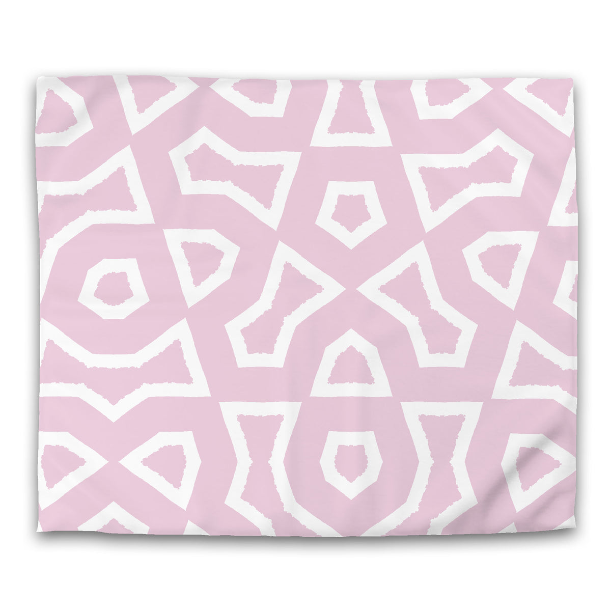 Pink Cotton Sateen Duvet Cover with White Labyrinth Print | King - 269 x 234 cm / 106 x 92 inches