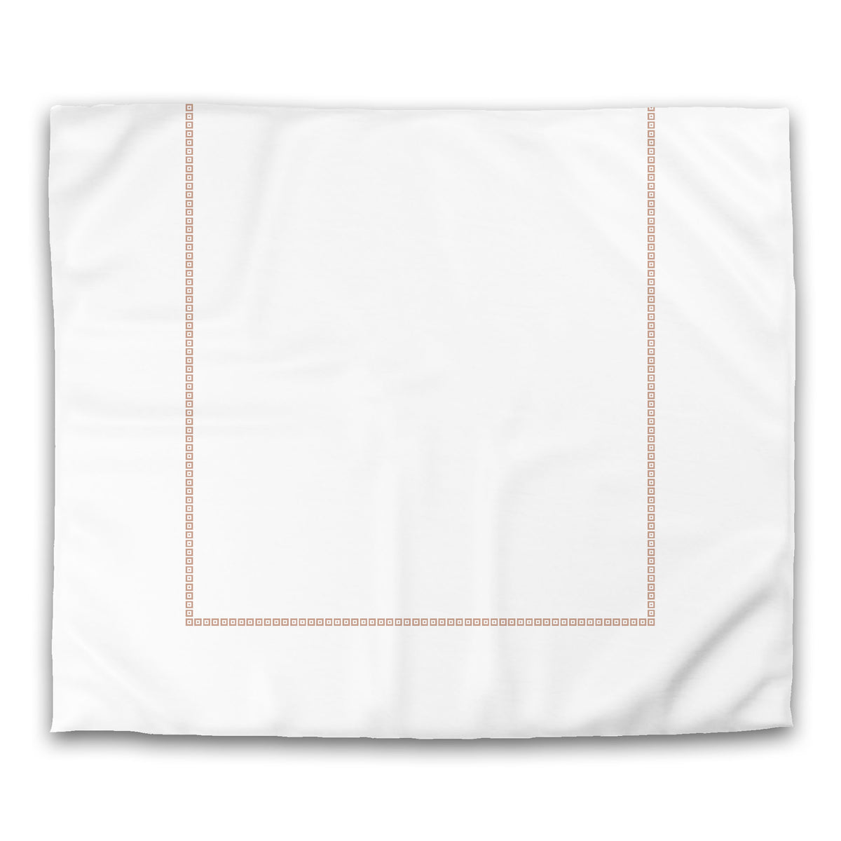 White Cotton Sateen Duvet Cover with Coral Repeating Squares Frieze Print | King - 269 x 234 cm / 106 x 92 inches