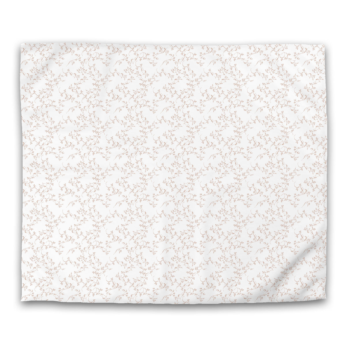 White Cotton Sateen Duvet Cover with Coral Hand-painted Vine Print | King - 269 x 234 cm / 106 x 92 inches