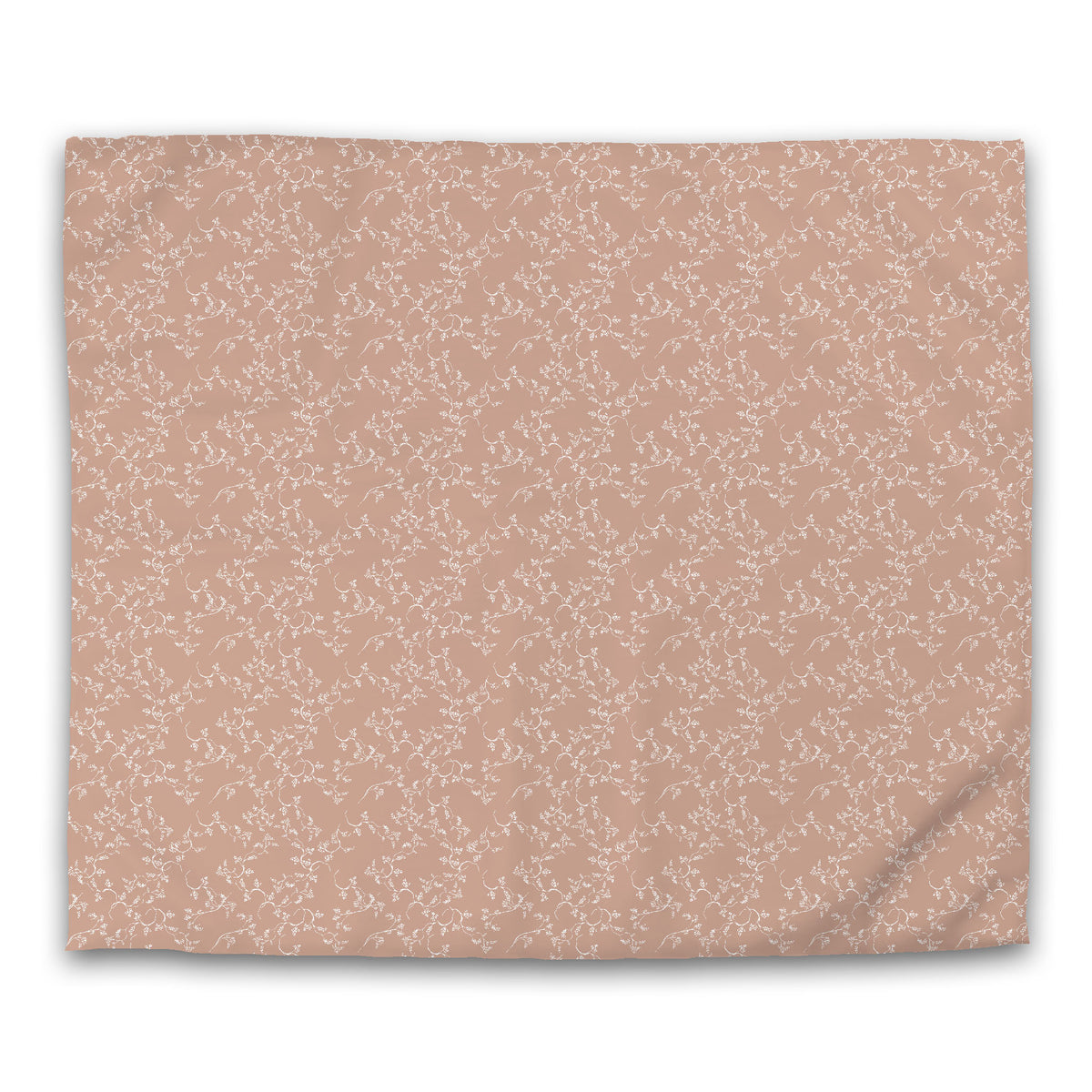 Coral Cotton Sateen Duvet Cover with White Hand-painted Vine Print | King - 269 x 234 cm / 106 x 92 inches
