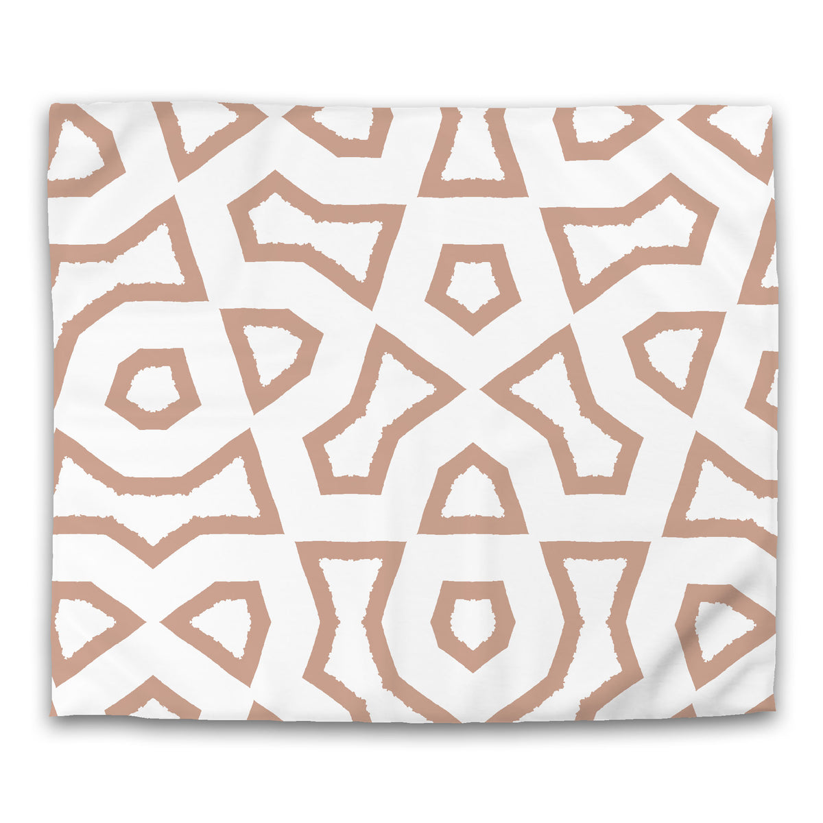White Cotton Sateen Duvet Cover with Coral Labyrinth Print | King - 269 x 234 cm / 106 x 92 inches