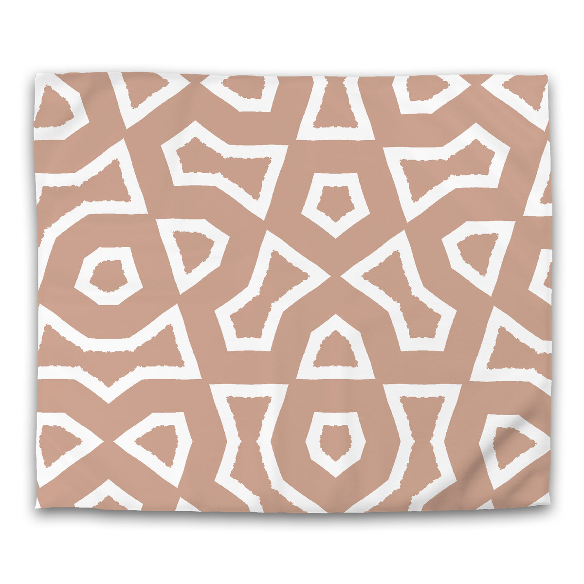Coral Cotton Sateen Duvet Cover with White Labyrinth Print | King - 269 x 234 cm / 106 x 92 inches