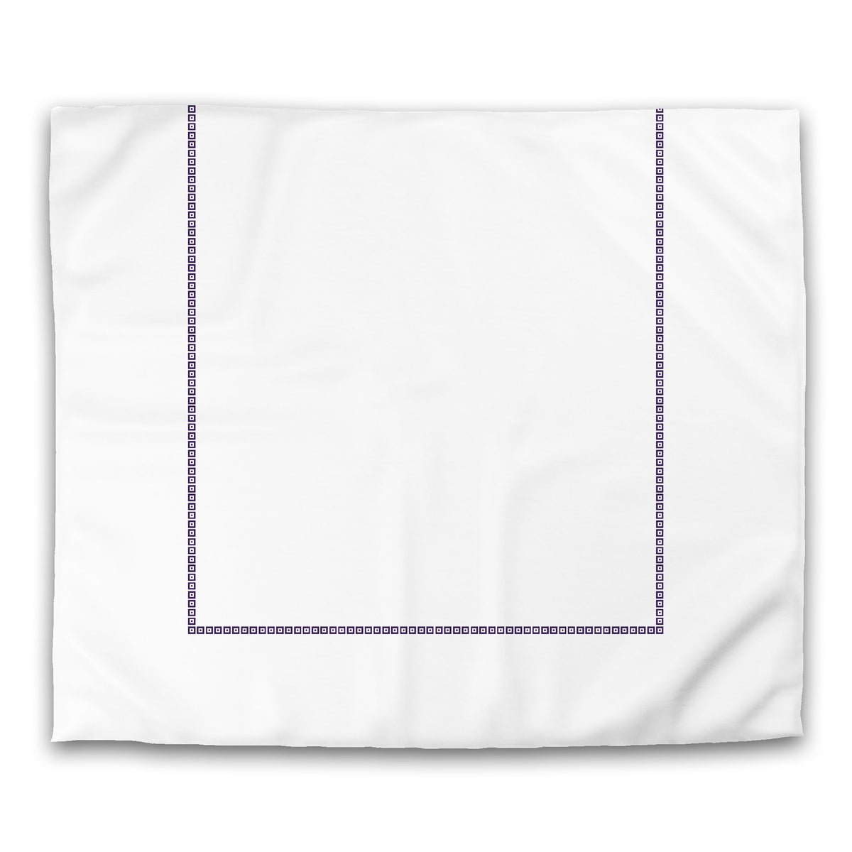 White Cotton Sateen Duvet Cover with Purple Repeating Squares Frieze Print | King - 269 x 234 cm / 106 x 92 inches