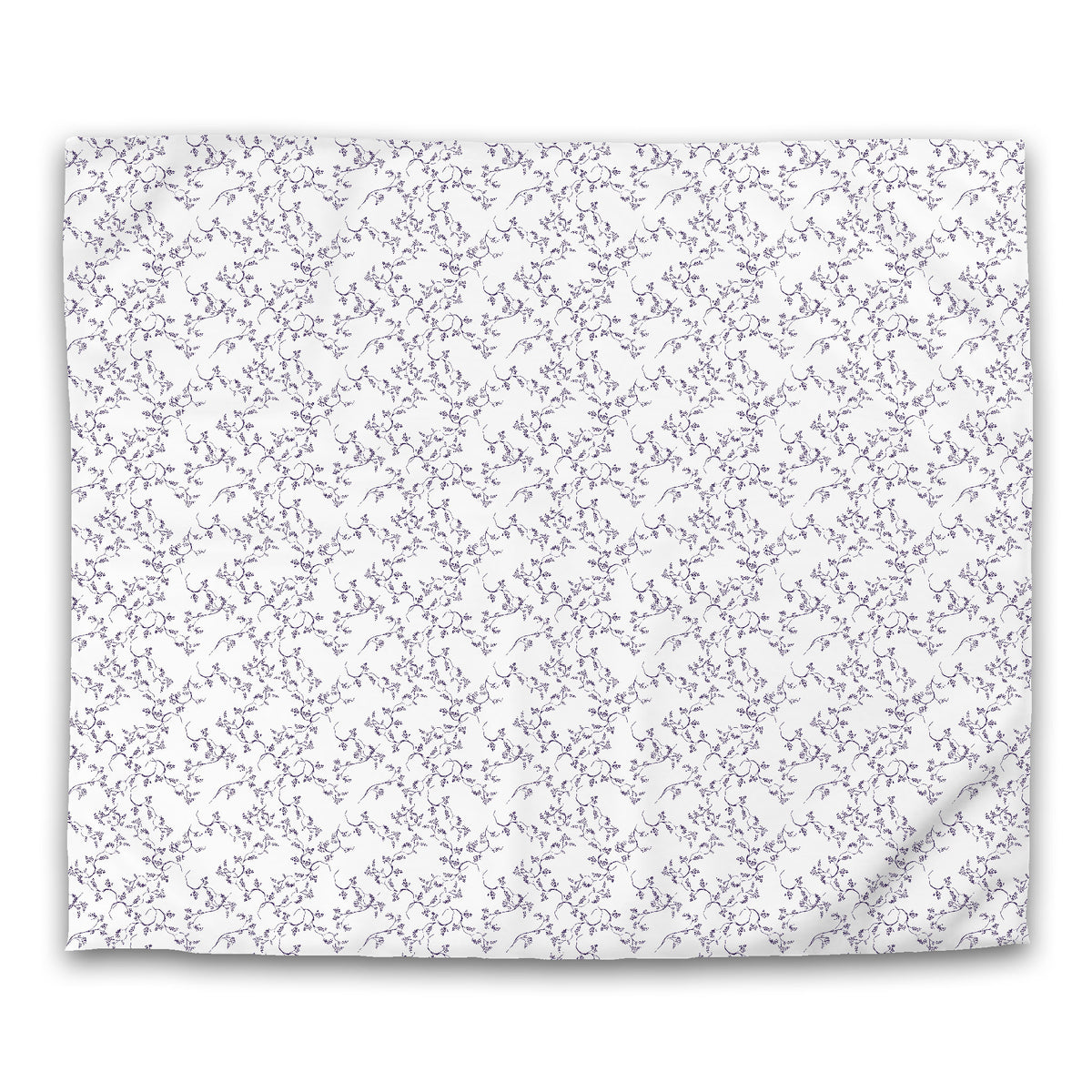 White Cotton Sateen Duvet Cover with Purple Hand-painted Vine Print | King - 269 x 234 cm / 106 x 92 inches