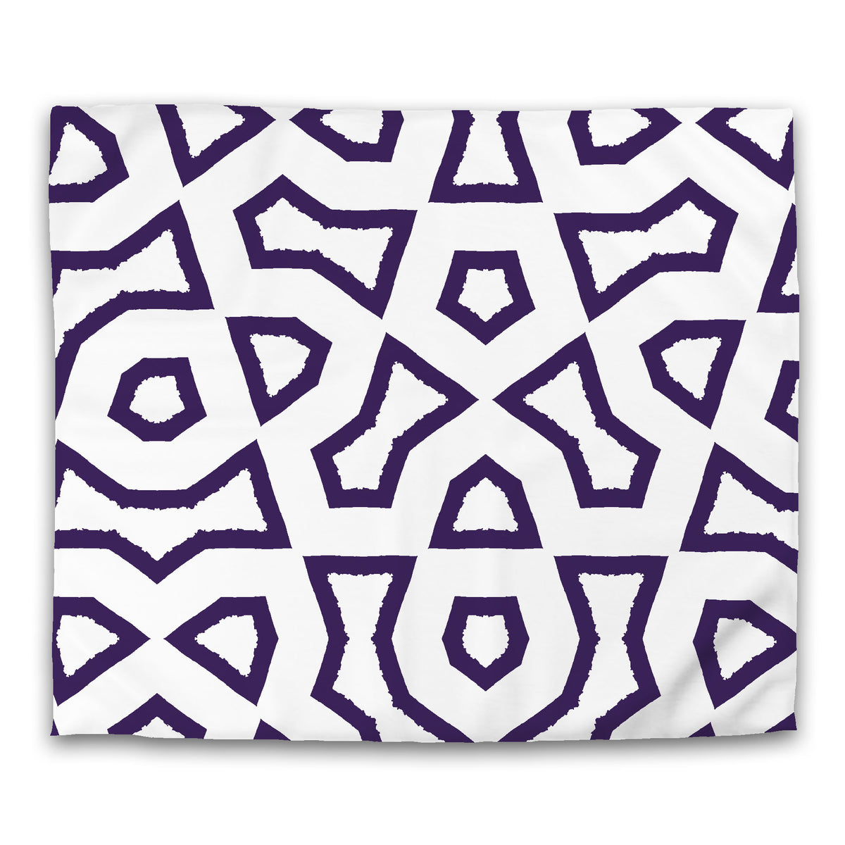 White Cotton Sateen Duvet Cover with Purple Labyrinth Print | King - 269 x 234 cm / 106 x 92 inches