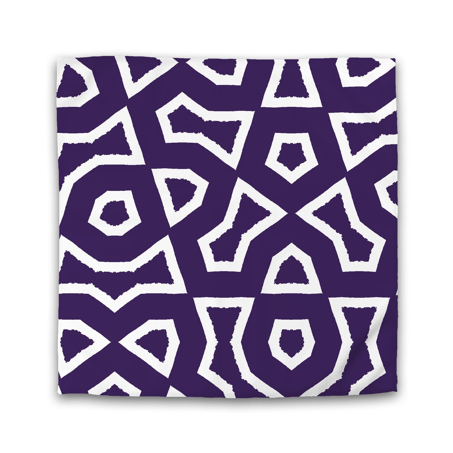 Purple Cotton Sateen Duvet Cover, Bold Off-white Graphic | CSDU-1143-392
