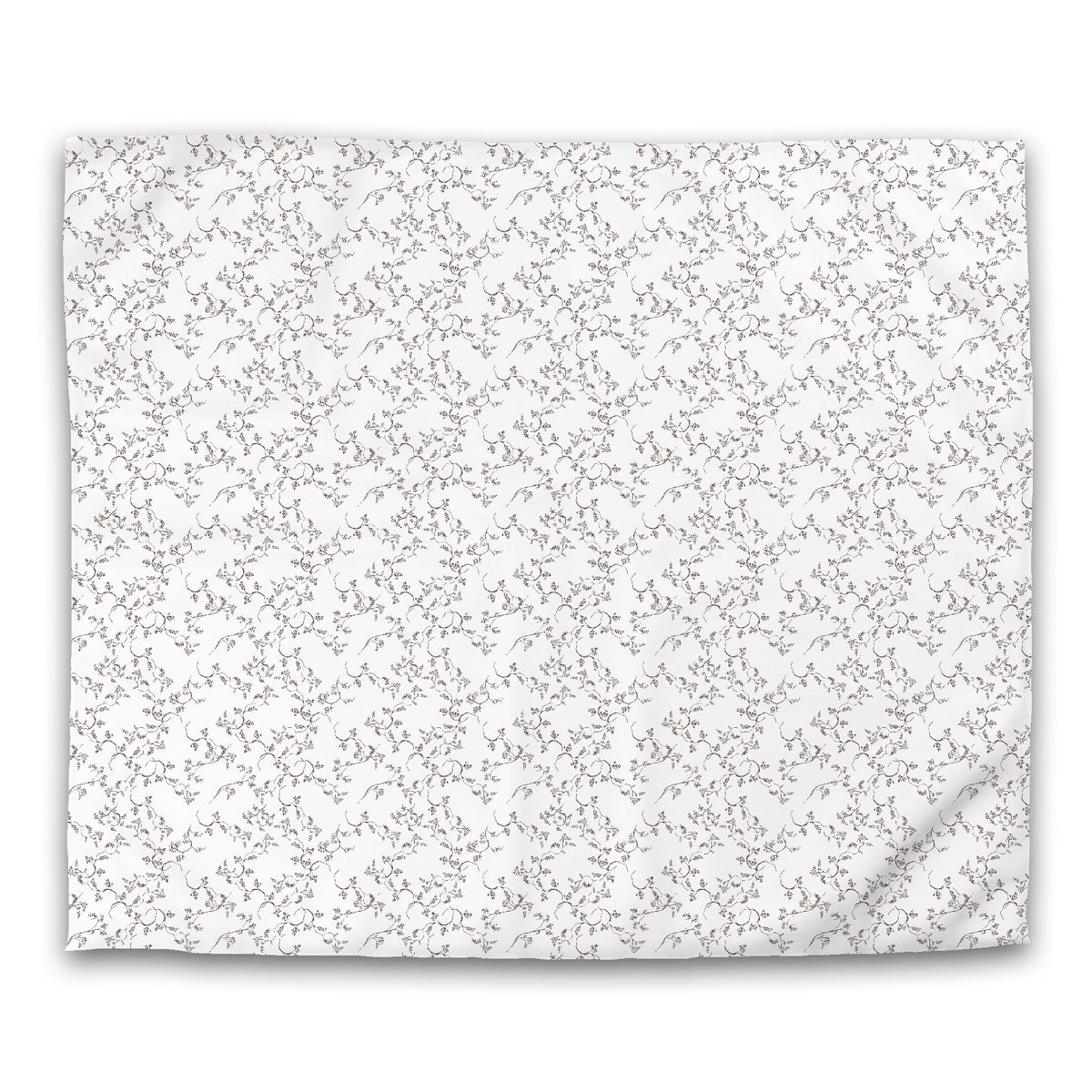 White Cotton Sateen Duvet Cover with Brown Hand-painted Vine Print | King - 269 x 234 cm / 106 x 92 inches