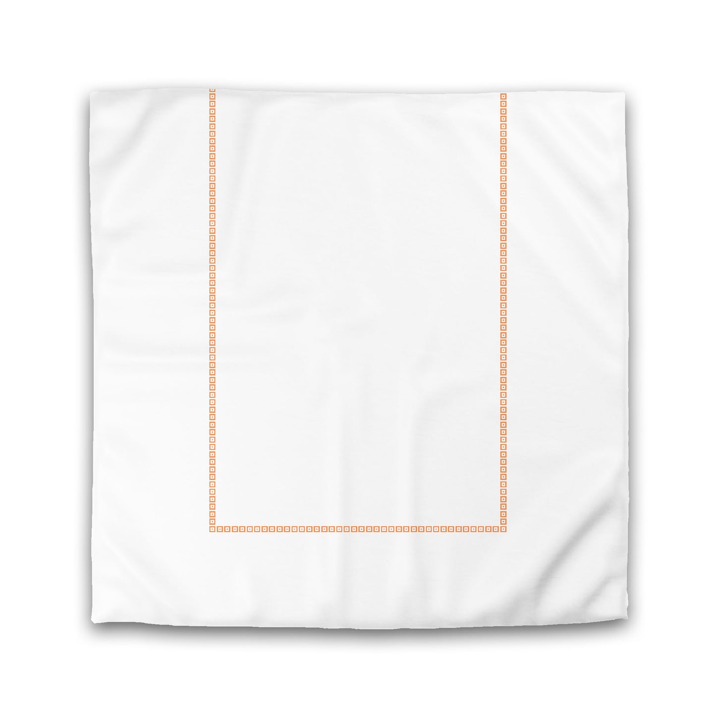 Off-white Cotton Sateen Duvet Cover, Orange Repeating Square Motif Print, Classic Border | CSDU-1181-121