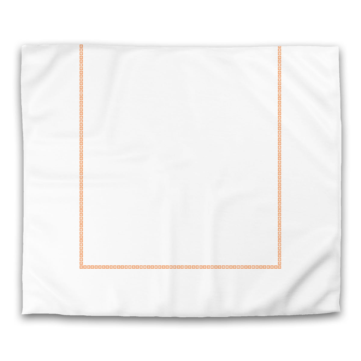 White Cotton Sateen Duvet Cover with Orange Repeating Squares Frieze Print | King - 269 x 234 cm / 106 x 92 inches