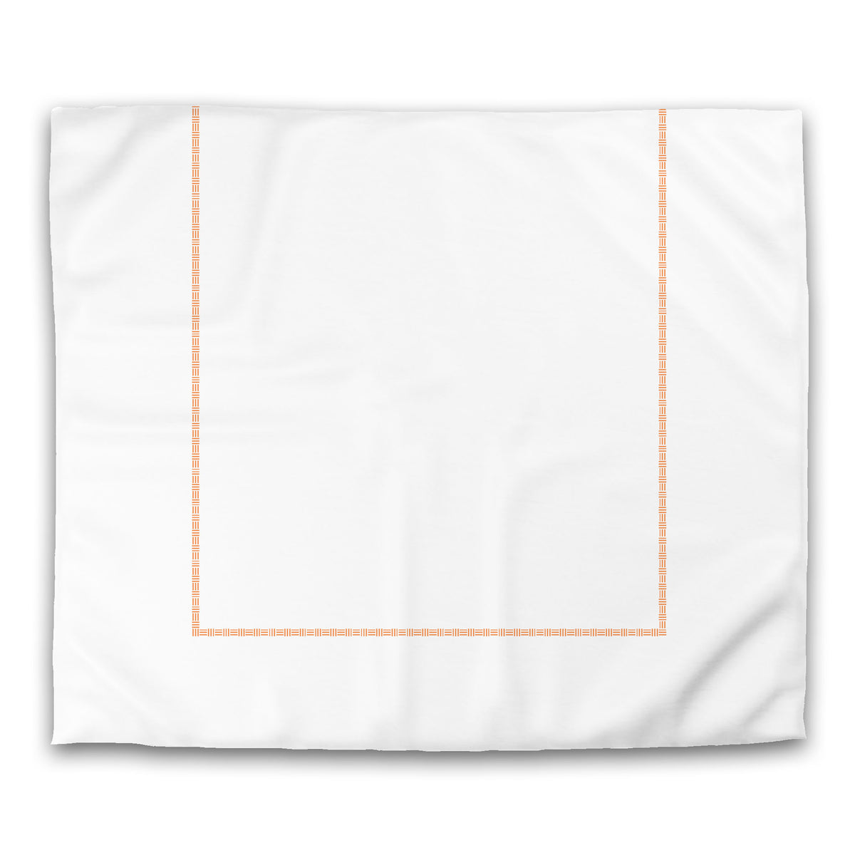 White Cotton Sateen Duvet Cover with Orange Narrow Weave Frieze Print | King - 269 x 234 cm / 106 x 92 inches