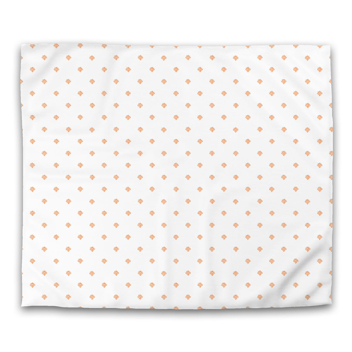 White Cotton Sateen Duvet Cover with Orange Swirl Print | King - 269 x 234 cm / 106 x 92 inches