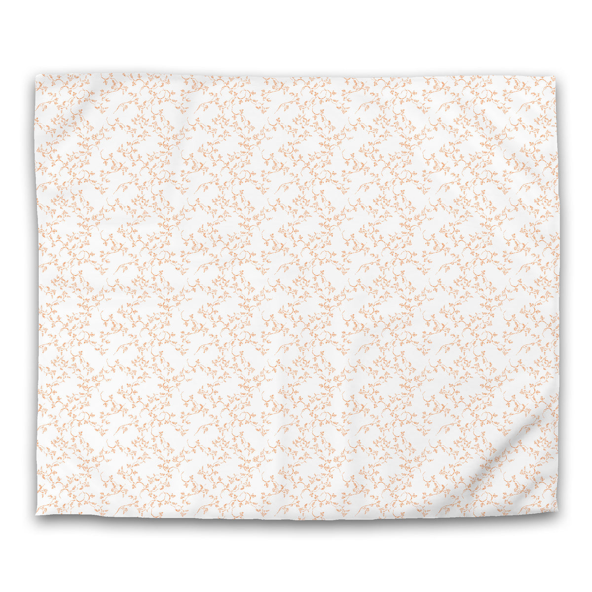White Cotton Sateen Duvet Cover with Orange Hand-painted Vine Print | King - 269 x 234 cm / 106 x 92 inches