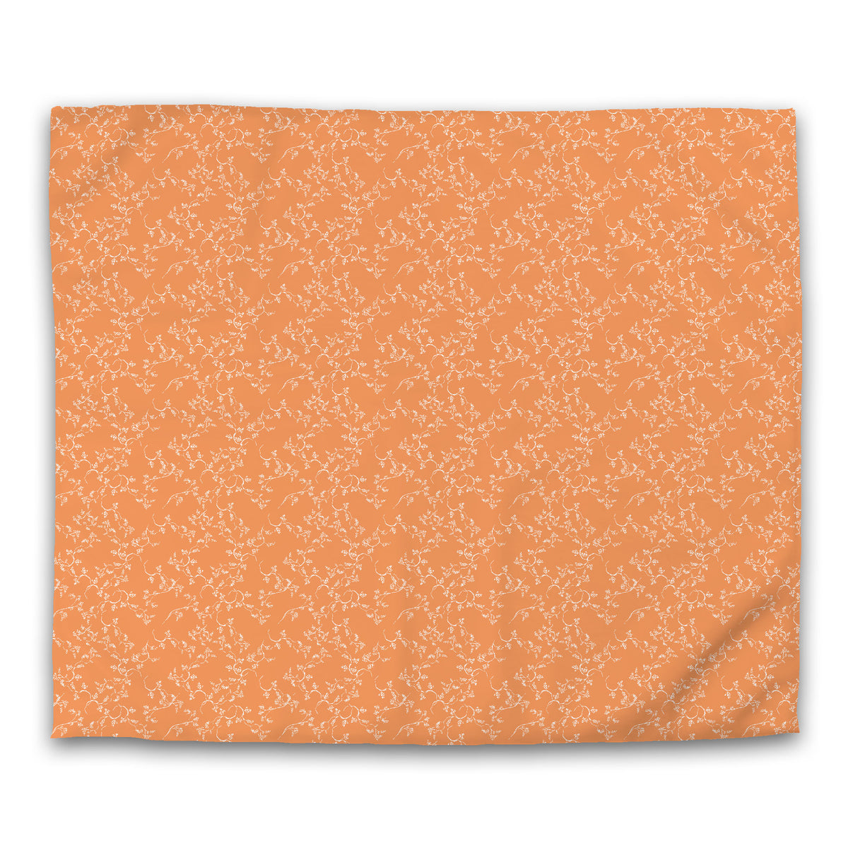 Orange Cotton Sateen Duvet Cover with White Hand-painted Vine Print | King - 269 x 234 cm / 106 x 92 inches