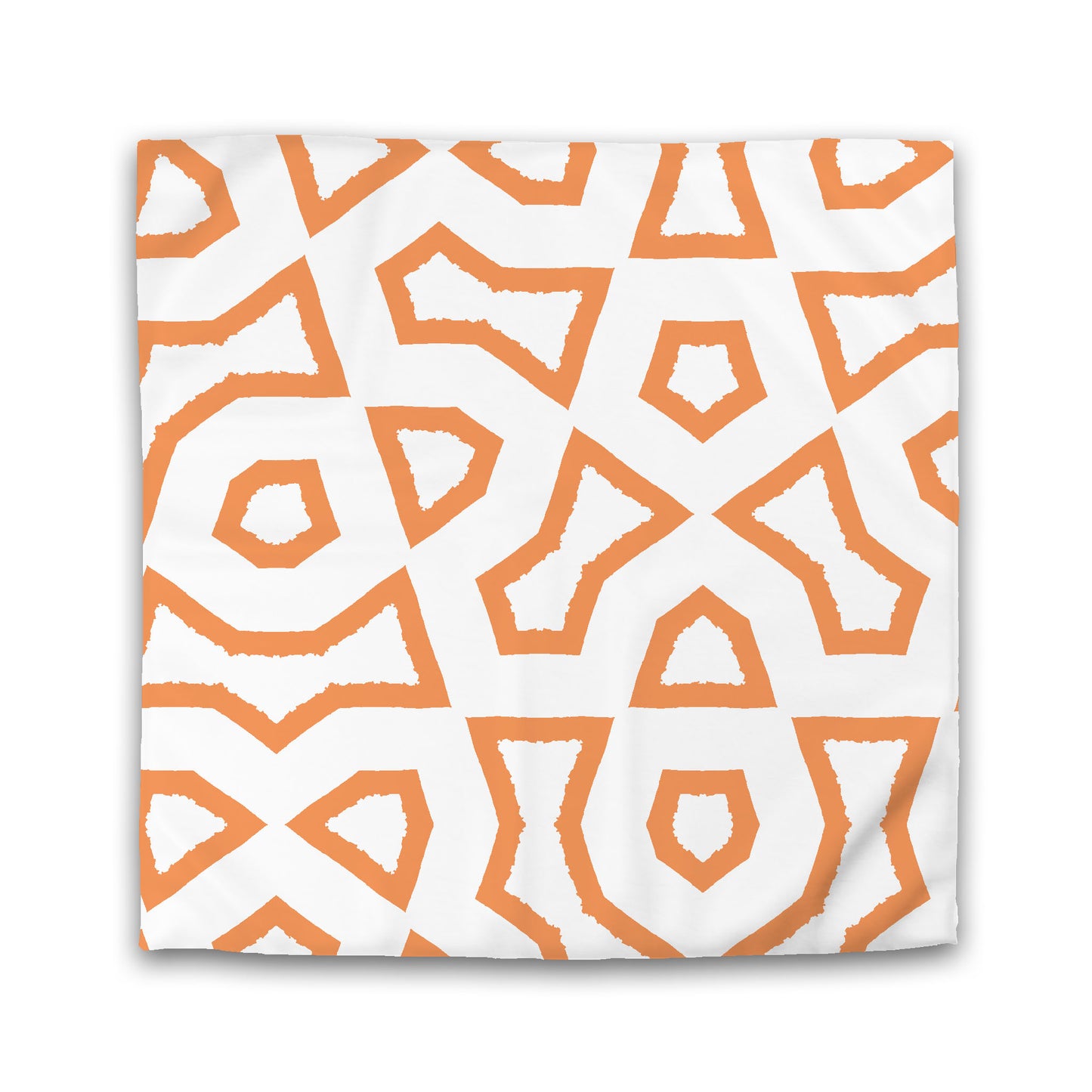 Off-white Cotton Sateen Duvet Cover, Bold Orange Graphic | CSDU-1181-391