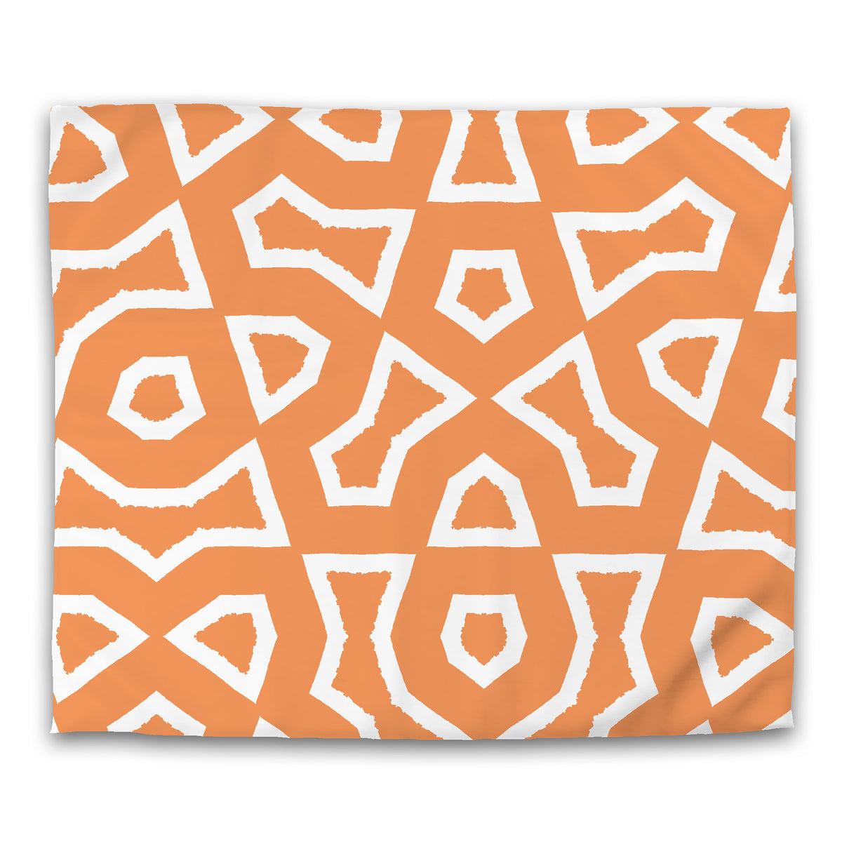 Orange Cotton Sateen Duvet Cover with White Labyrinth Print | King - 269 x 234 cm / 106 x 92 inches