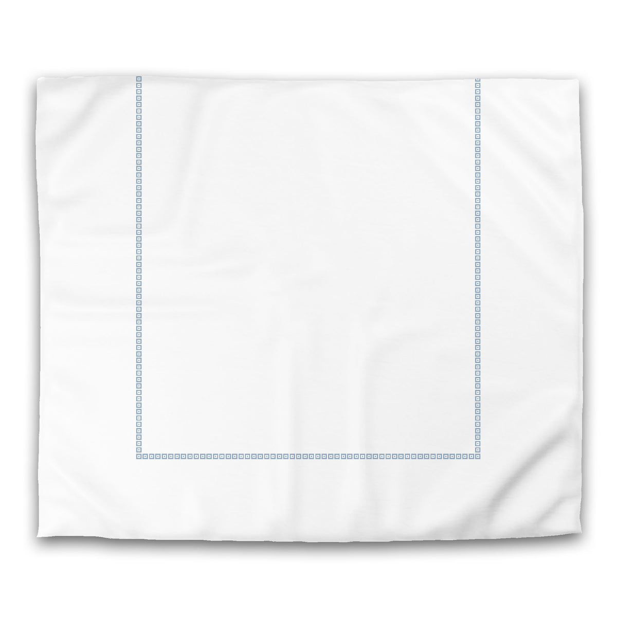 White Cotton Sateen Duvet Cover with Blue Repeating Squares Frieze Print | King - 269 x 234 cm / 106 x 92 inches