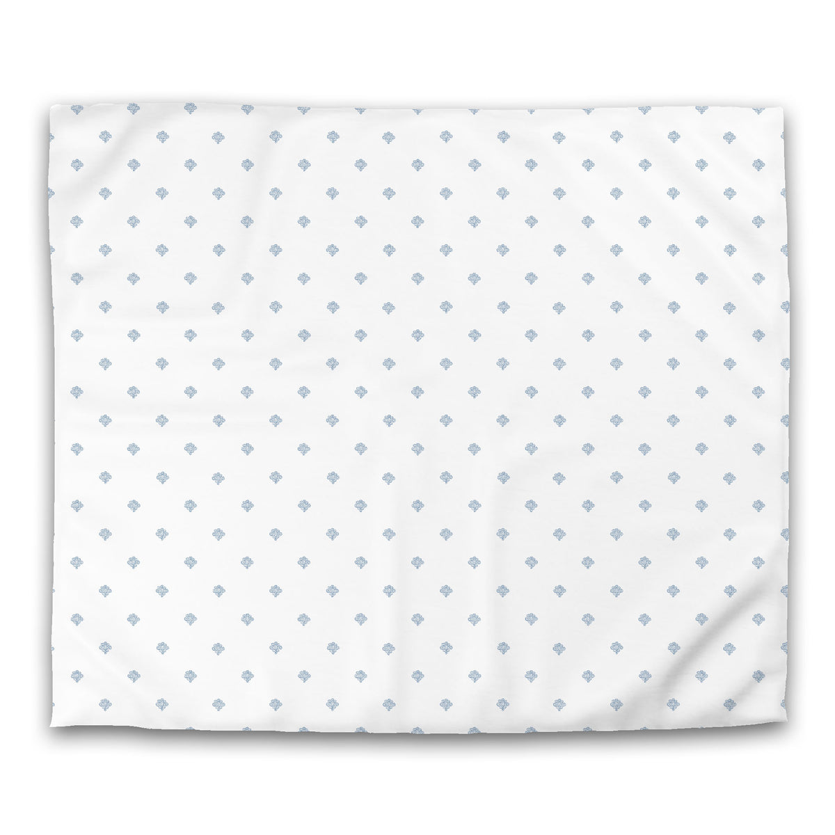 White Cotton Sateen Duvet Cover with Blue Swirl Print | King - 269 x 234 cm / 106 x 92 inches