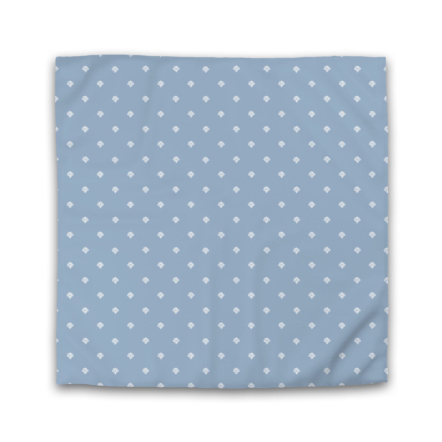 Blue Cotton Sateen Duvet Cover, Off-white Hand-painted Swizzle Motif Print | CSDU-1231-172