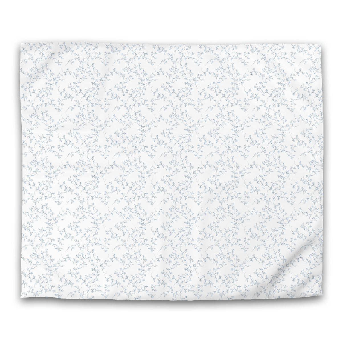 White Cotton Sateen Duvet Cover with Blue Hand-painted Vine Print | King - 269 x 234 cm / 106 x 92 inches