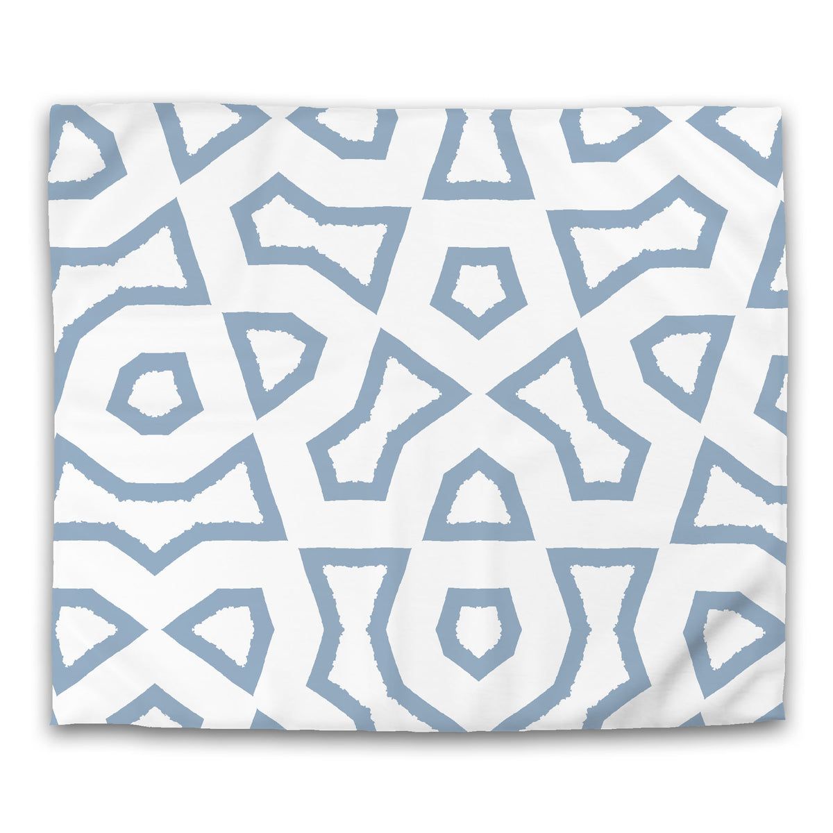 White Cotton Sateen Duvet Cover with Blue Labyrinth Print | King - 269 x 234 cm / 106 x 92 inches