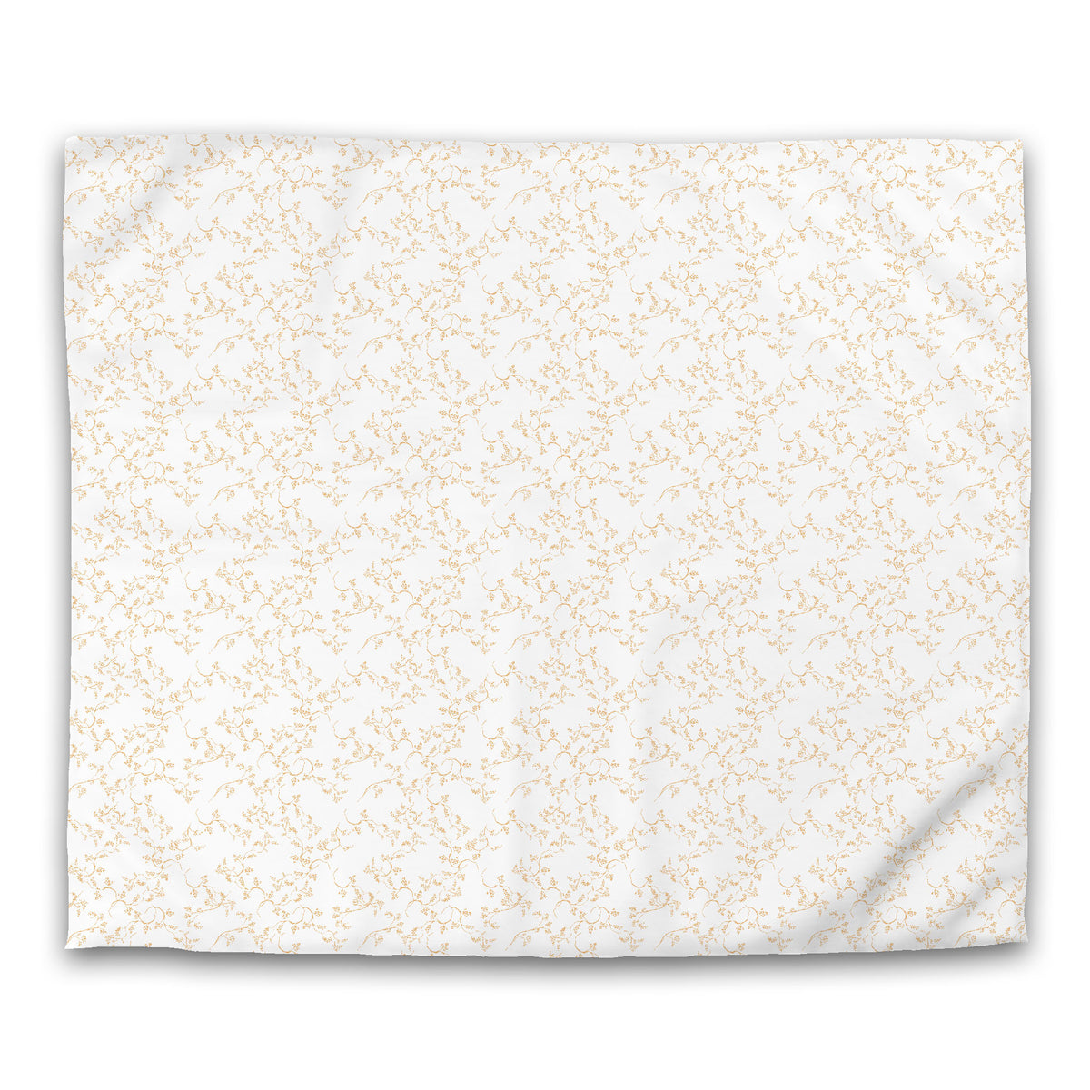 White Cotton Sateen Duvet Cover with Pale Orange Hand-painted Vine Print | King - 269 x 234 cm / 106 x 92 inches