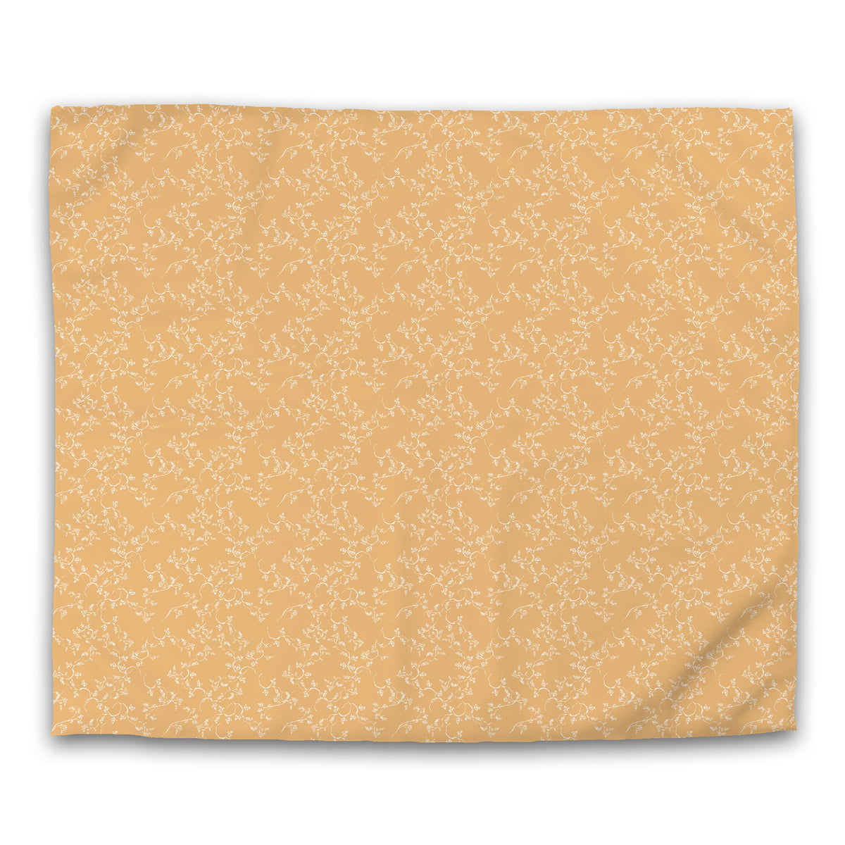 Pale Orange Cotton Sateen Duvet Cover with White Hand-painted Vine Print | King - 269 x 234 cm / 106 x 92 inches