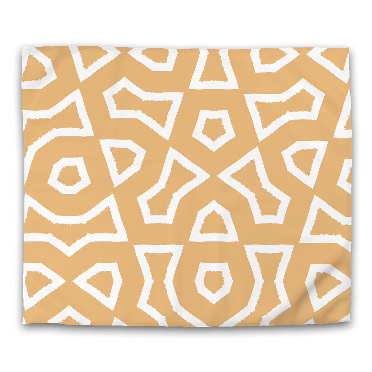 Pale Orange Cotton Sateen Duvet Cover with White Labyrinth Print | King - 269 x 234 cm / 106 x 92 inches