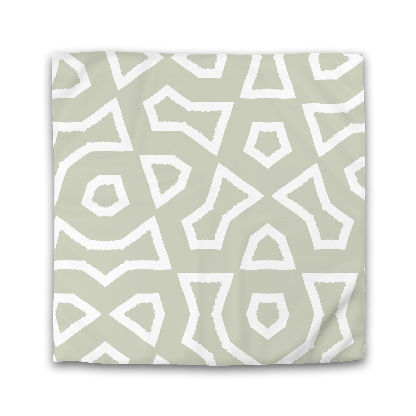 Pale Green Cotton Sateen Duvet Cover, Bold Off-white Graphic | CSDU-1241-392