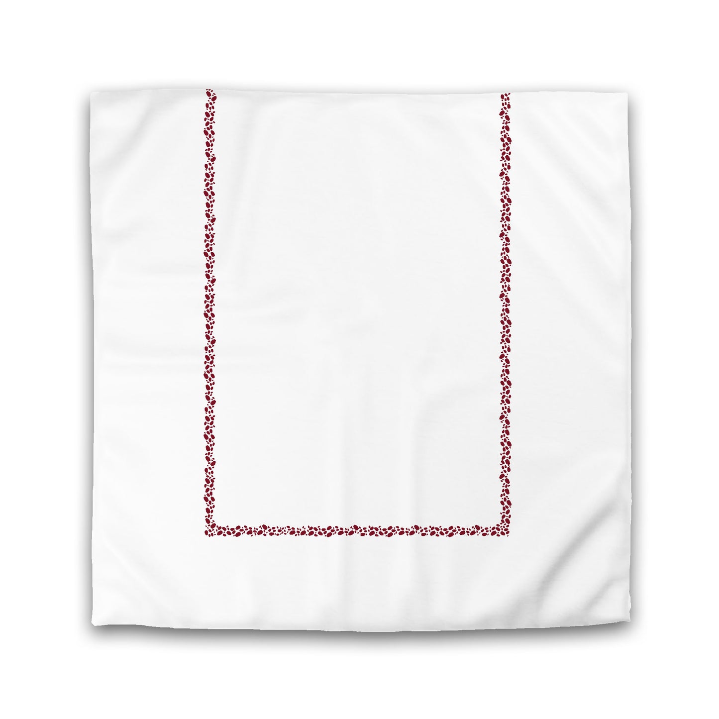 Off-White Cotton Sateen Duvet Cover, Burgundy Red Hand-painted Dab Motif Print, Classic Border | CSDU-1281-091