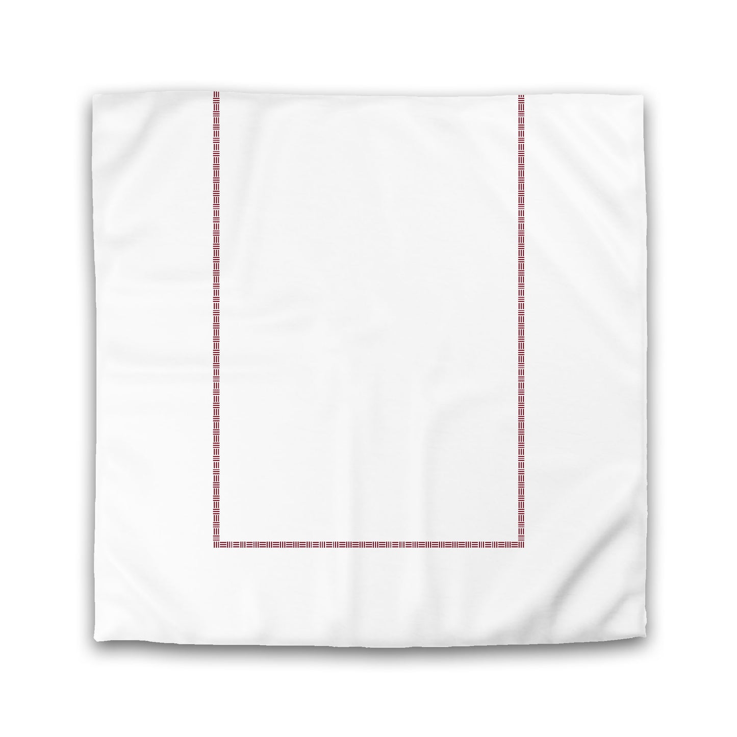 Off-White Cotton Sateen Duvet Cover, Burgundy Red Single Weave Motif Print, Classic Border | CSDU-1281-141