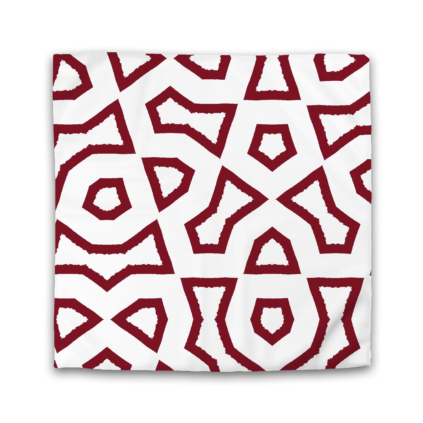 Off-White Cotton Sateen Duvet Cover, Bold Burgundy Red Graphic | CSDU-1281-391