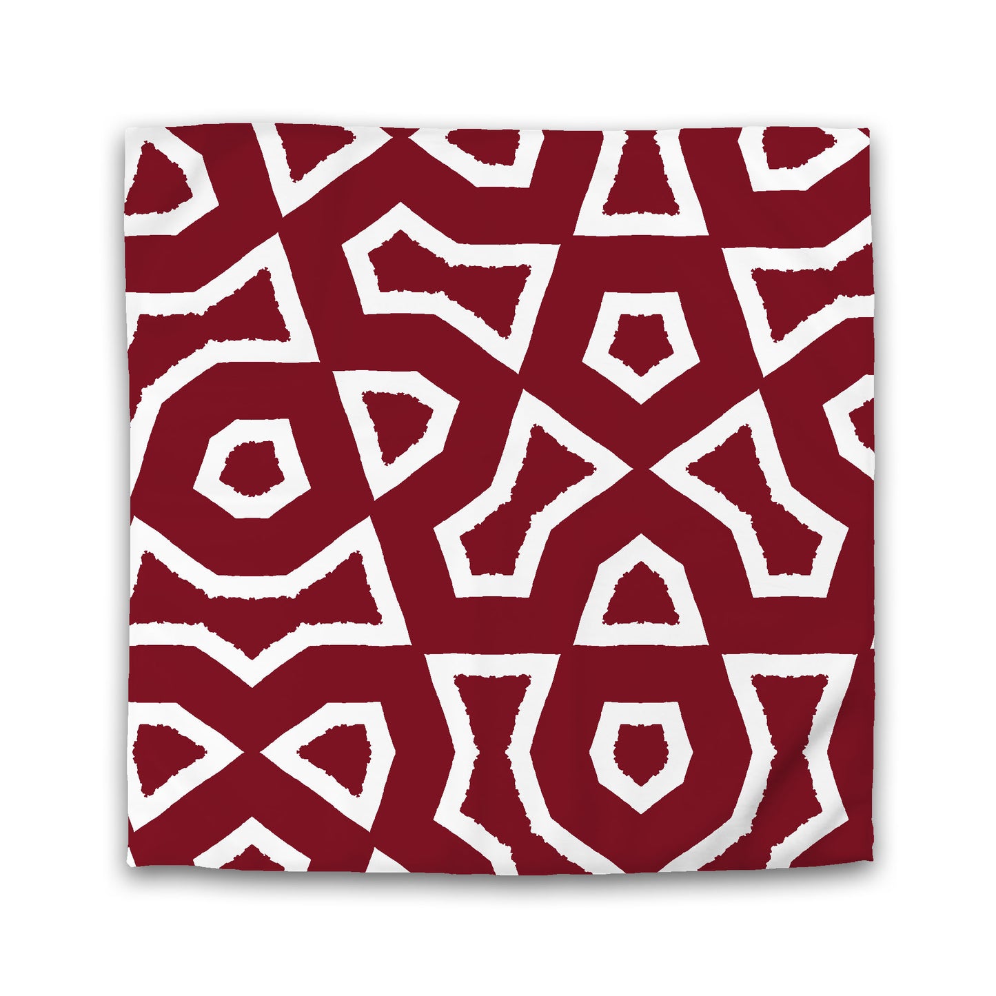 Burgundy Red Cotton Sateen Duvet Cover, Bold Off-White Graphic | CSDU-1281-392