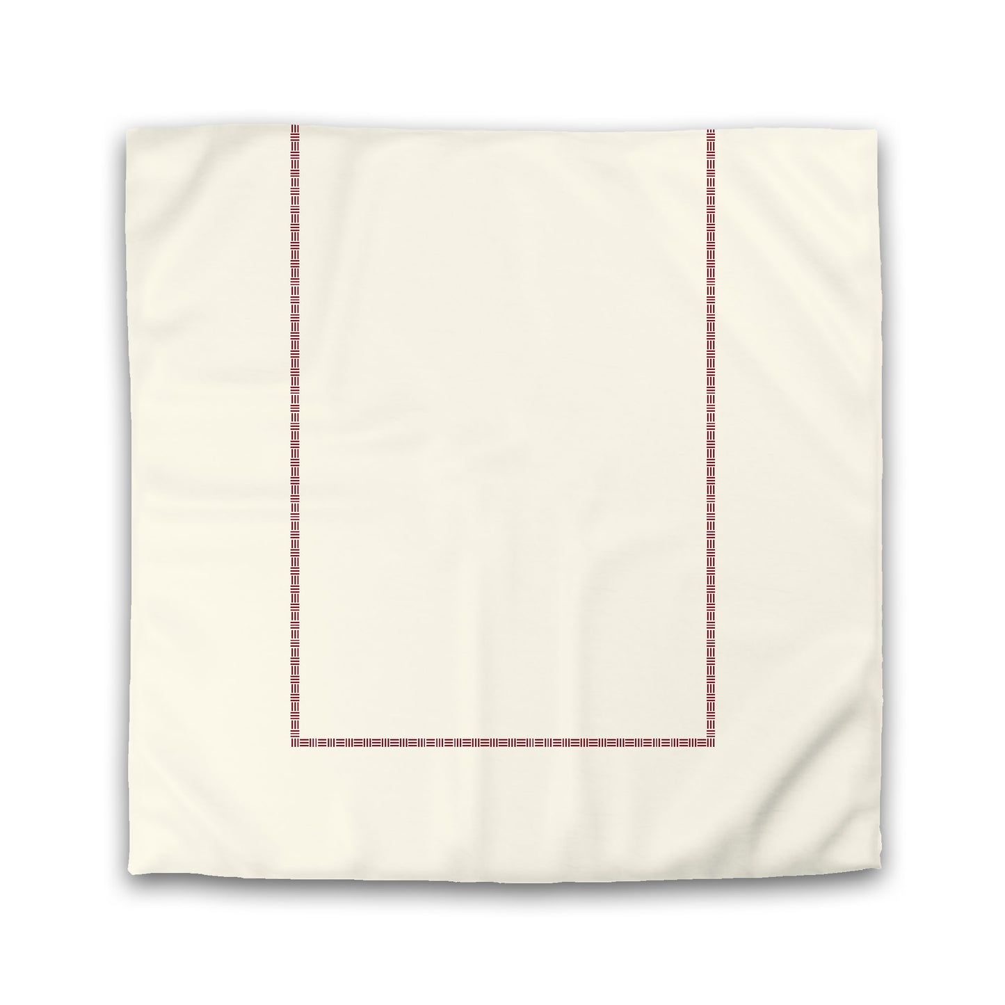 Pale Cream Cotton Sateen Duvet Cover, Burgundy Red Single Weave Motif Print, Classic Border | CSDU-1283-141