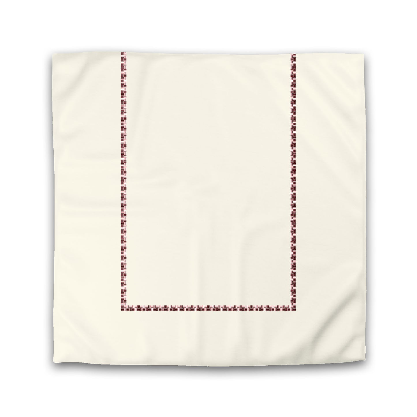 Pale Cream Cotton Sateen Duvet Cover, Burgundy Red Double Weave Motif Print, Classic Border | CSDU-1283-143