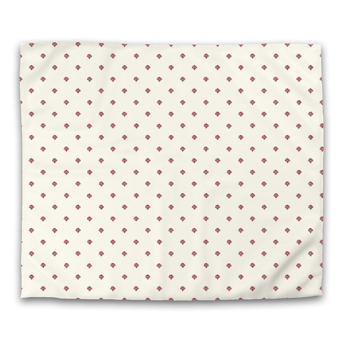 Pale Cream Cotton Sateen Duvet Cover with Burgundy Red Swirl Print | King - 269 x 234 cm / 106 x 92 inches