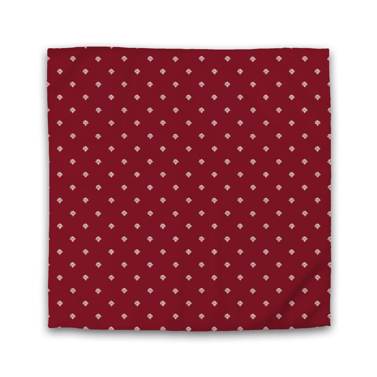 Burgundy Red Cotton Sateen Duvet Cover, Pale Cream Hand-painted Swizzle Motif Print | CSDU-1283-172