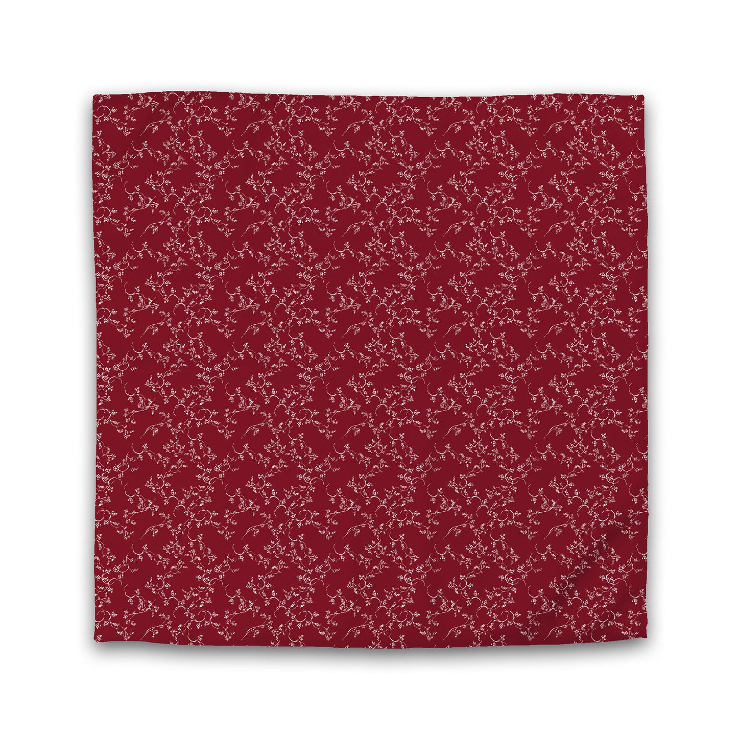 Burgundy Red Cotton Sateen Duvet Cover, Pale Cream Hand-painted Vine Print | CSDU-1283-182