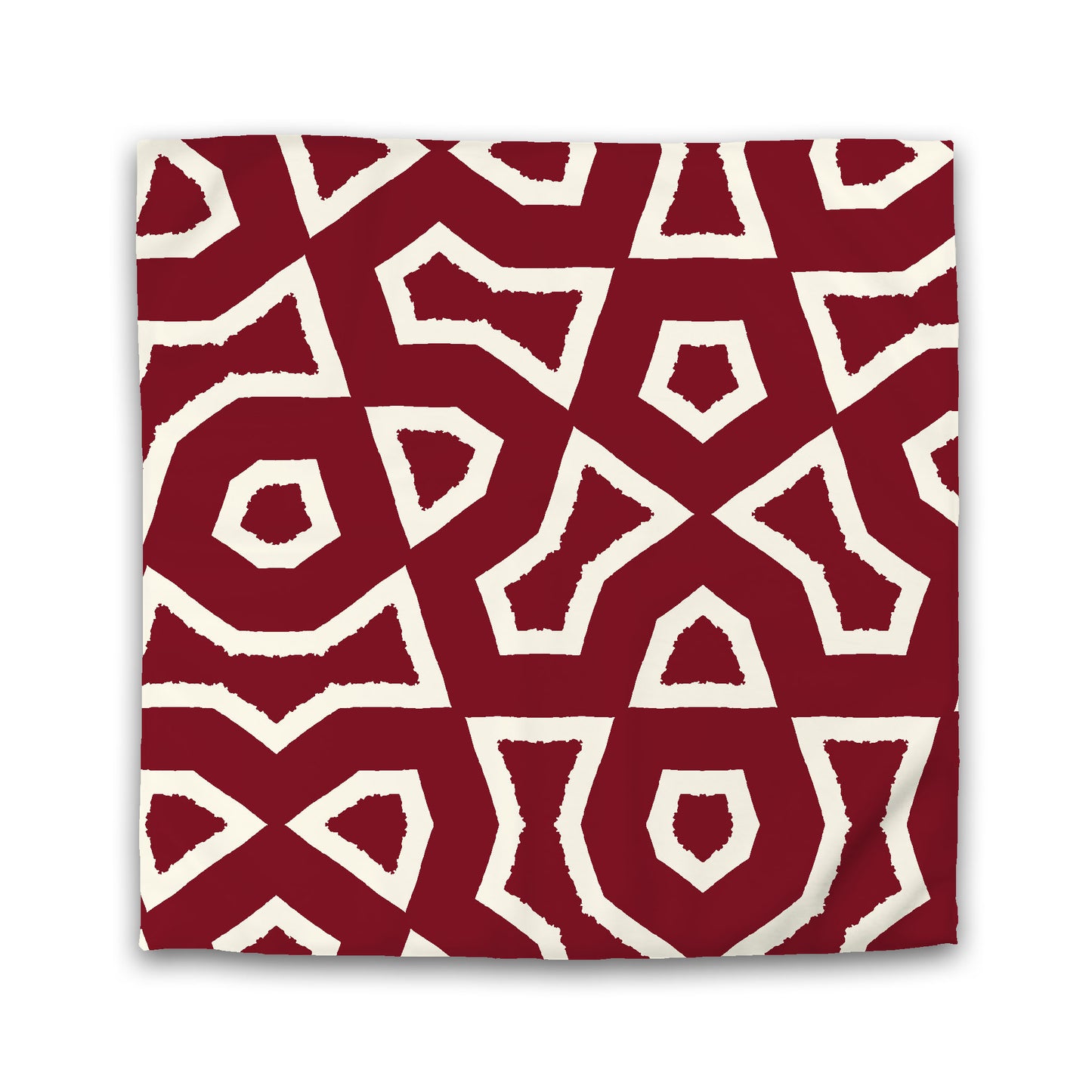 Burgundy Red Cotton Sateen Duvet Cover, Bold Pale Cream Graphic | CSDU-1283-392